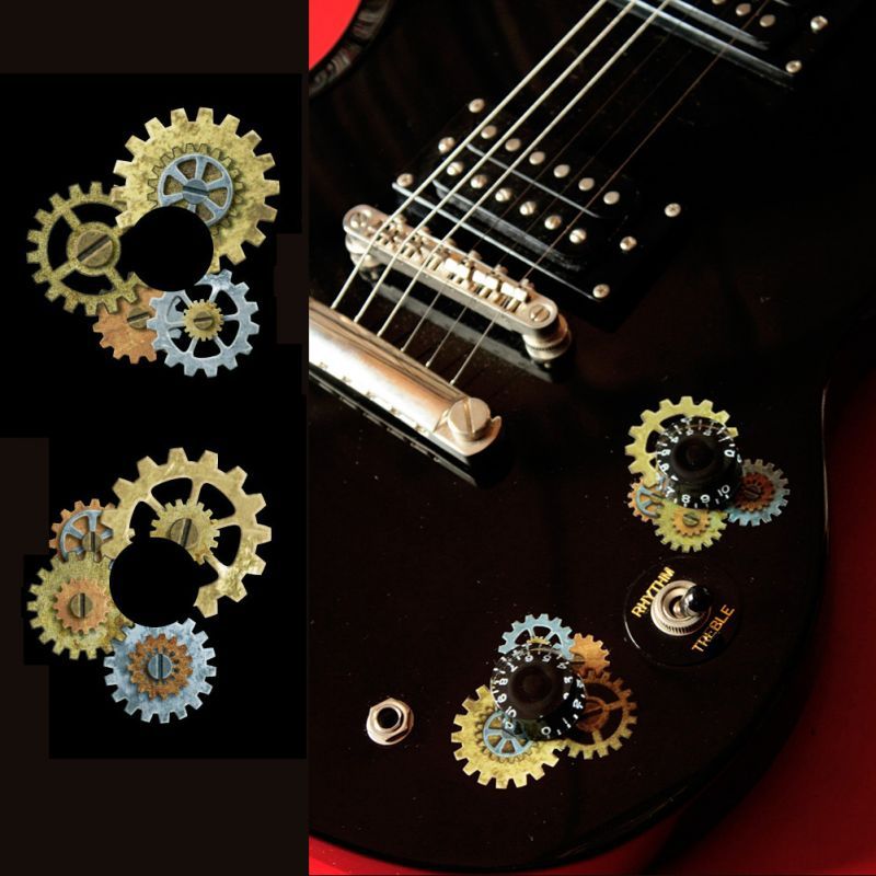 Steampunk Gear スチームパンク・ギア ギター、ベースに貼れる インレイステッカー